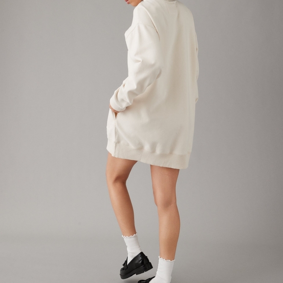 American Eagle Oversized Fleece Mock Neck Los Angeles Mini Dress Size Medium Nwt - Picture 7 of 8